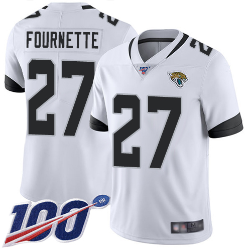 Nike Jacksonville Jaguars 27 Leonard Fournette White Men Stitched NFL 100th Season Vapor Limited Jersey